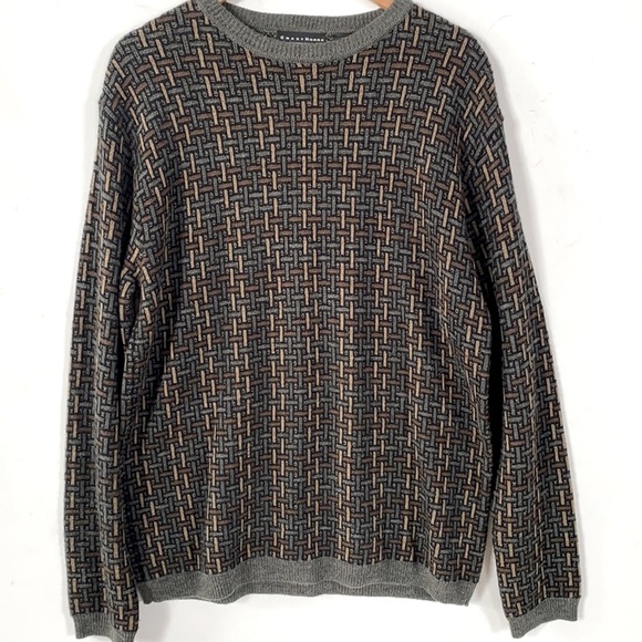 CRAZY HORSE Long sleeve Crew Neck Sweater Geometric, Size L - Picture 1 of 11